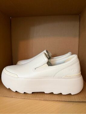 UGG White Platform Slip-On Sneakers